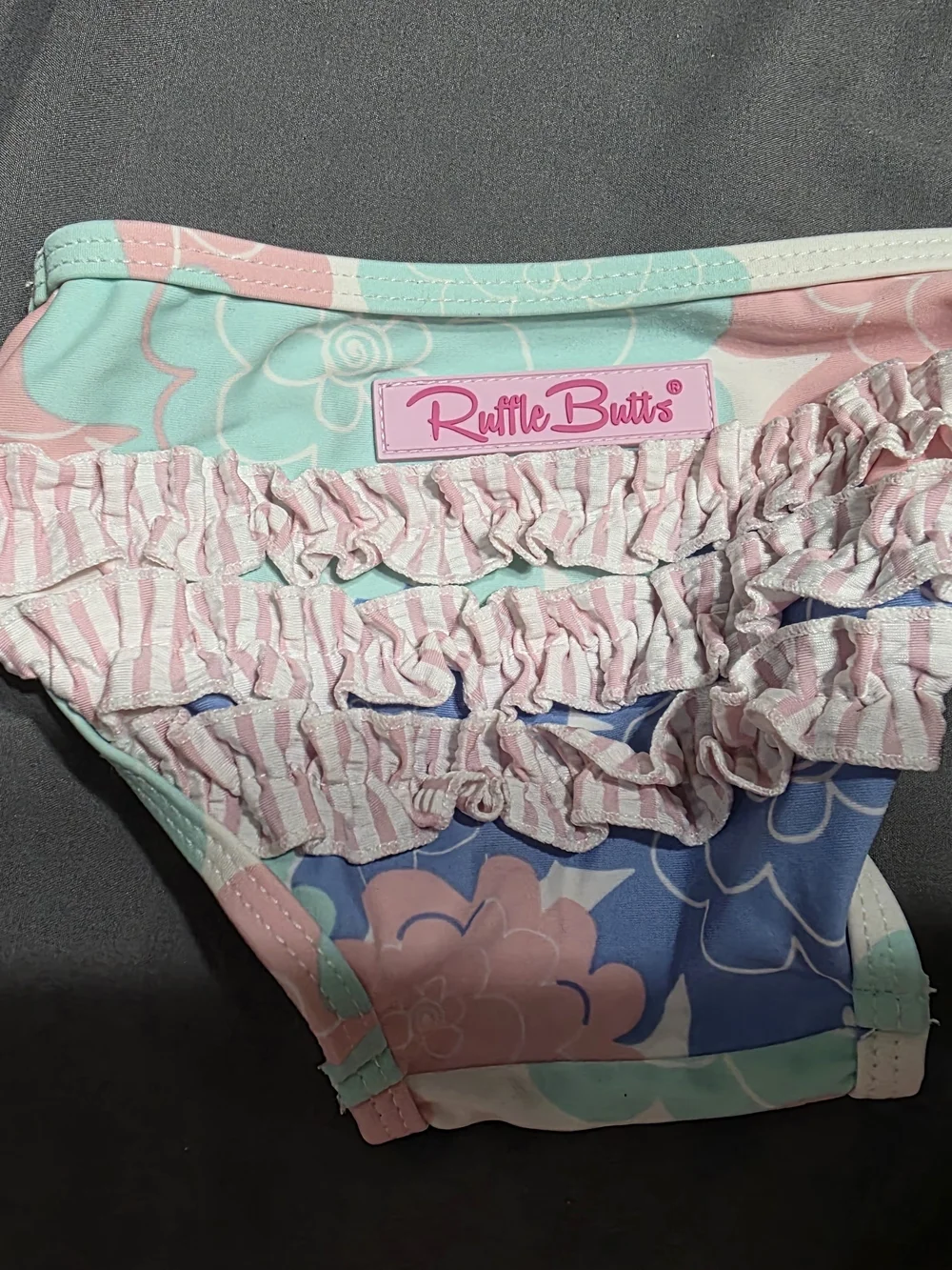 Ruffle Butts Pastel Floral Ruffle Swim Bottoms - Pink, Mint, Blue
